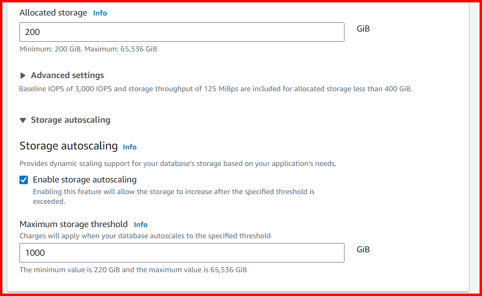 Picture showing how to enable autoscaling in RDS
